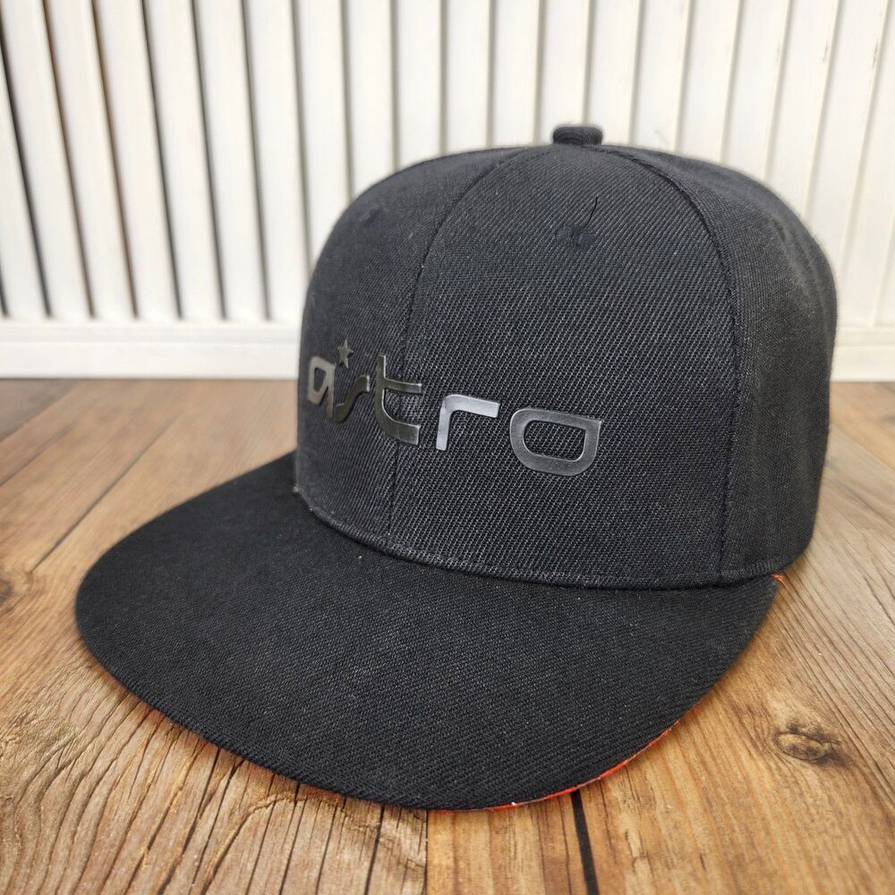 Logitech G Astro Snapback Hat Black Tonal Raised Metallic Logo Flat Bill Cap